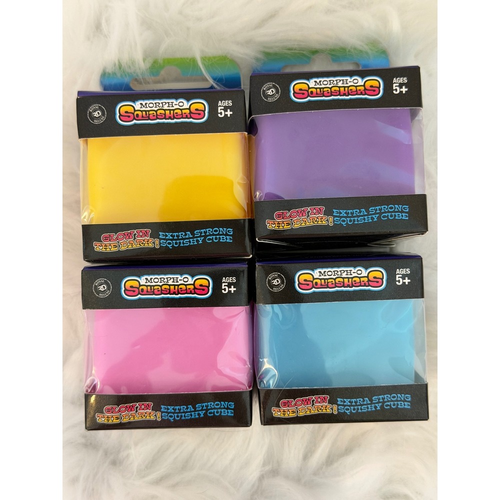 Morph-O Squashers Glow in the Dark Squishy Cube Fidget Toy 4 Pack TY81076 New